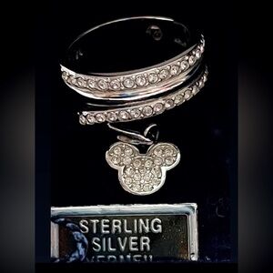 SWAROVSKI Disney Ring With Dangling “Ears” Charm, SS over Vermeil, Size 6, NWT!
